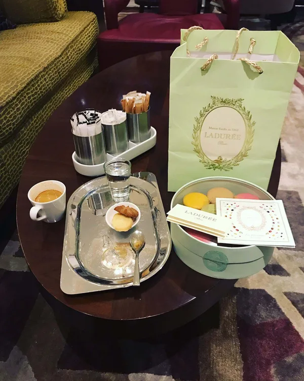 When your client brings Ladurée macarons from Luxembourg.